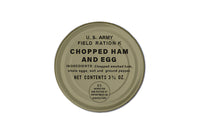 K Ration Cans Chopped Ham and Eggs (O.D Can with Black Text) Rations Frontline Rations