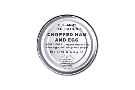 K Ration Cans Breakfast: Chopped Ham and Eggs (Black Text) Rations Frontline Rations