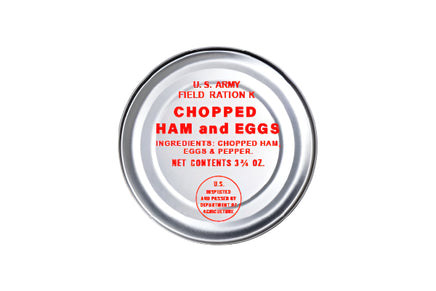 K Ration Cans Breakfast: Chopped Ham and Eggs (Red Text) Rations Frontline Rations