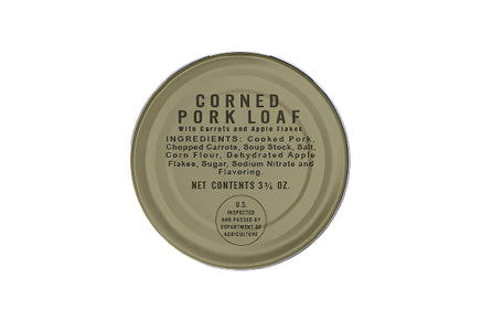 K Ration Cans Corned Pork Loaf (O.D. Can with Black Text) Rations Frontline Rations