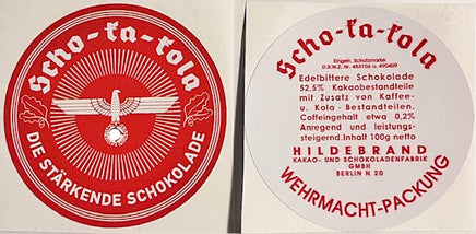 Scho Ka Kola Chocolate Tin Labels (1941, Eagle, Red Cross) Frontline Rations