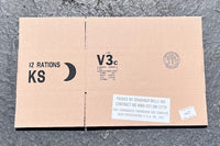 K Ration Corrugated Cardboard Packing Box. K Ration Box with Inspection Labels Rations Frontline Rations