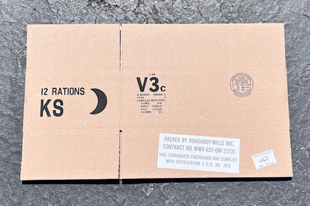 K Ration Corrugated Cardboard Packing Box. K Ration Box with Inspection Labels Rations Frontline Rations
