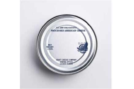 K Ration Can Decals Dinner: Processed American Cheese (Blue Text) Rations Frontline Rations