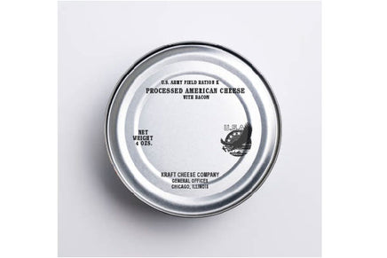 K Ration Can Decals Dinner: Processed American Cheese with Bacon 1 (Black Text) Rations Frontline Rations