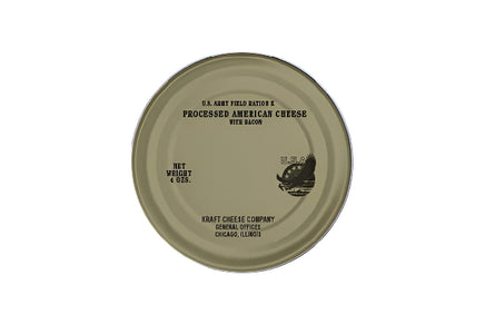 K Ration Cans Processed American Cheese (O.D. Can with Black Text) Rations Frontline Rations