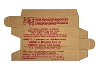 Cardboard box with printed text on a white background