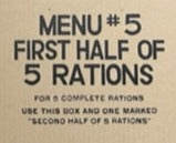 10 in 1 Ration (First Half of Five Rations) Packing Box First Half Of Five Rations Cardboard Box Menu#5