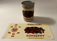 WW2 Polish Pudliszki Food Can Paper Labels Strawberry Preserve (Konserwy) Frontline Rations