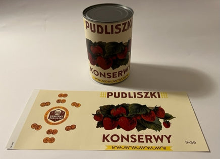 WW2 Polish Pudliszki Food Can Paper Labels Strawberry Preserve (Konserwy) Frontline Rations