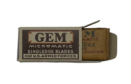 Box of Gem Micromatic single edge blades for U.S. Armed Forces on a white background