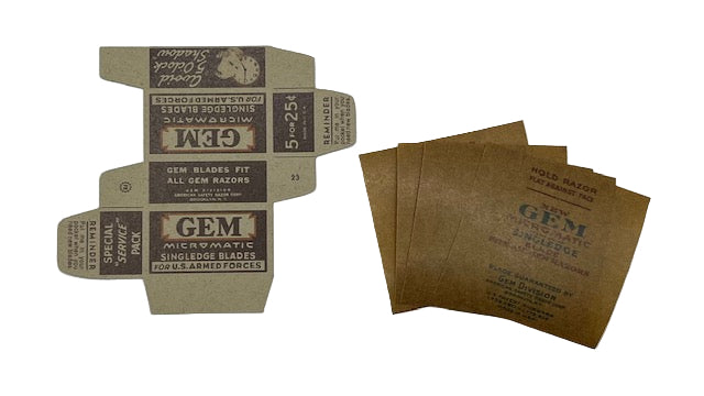 Gem Razor Blade Box and Wrappers| Frontline Rations