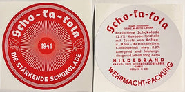 Scho Ka Kola Chocolate Tin Labels (1941, Eagle, Red Cross) Frontline Rations
