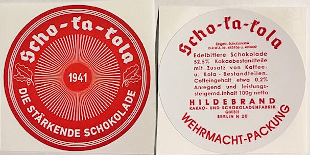 Scho Ka Kola Chocolate Tin Labels (1941, Eagle, Red Cross
