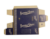 Burma-Shave packaging box on a white background