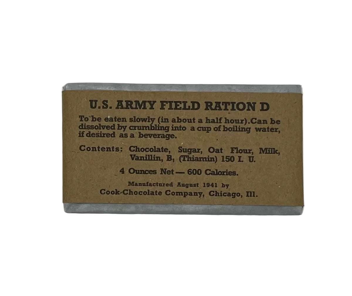 4oz D Ration Bar Early Paper Wrapper Display Model| Frontline Rations