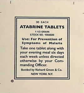 Atabrine Labels Rations Frontline Rations