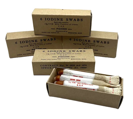 Iodine swab boxes and swabs