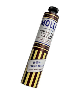 Molle brushless shaving cream tube on a white background