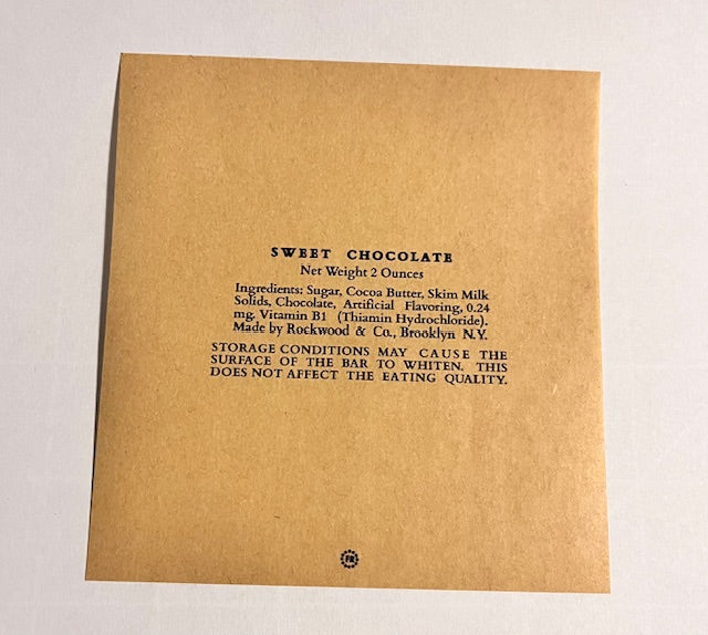 K Ration Rockwood's 2oz Sweet Chocolate Bar Wrapper V.1| Frontline Rations
