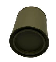 Dark green cylindrical container on a white background