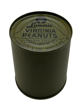 Vintage Lummis Virginia Peanuts can on a white background