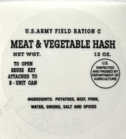 C Ration Can Decals M2 Meat and Vegetable Hash (Early Mid) c rations Frontline Rations