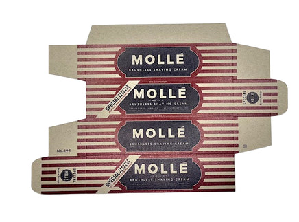Molle bushilles shaving cream packaging on a white background