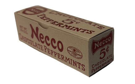 Necco Chocolate Peppermints box on a white background
