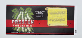 Preston White Lima Beans Label