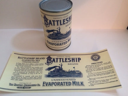 Battleship Brand Condensed Milk Can Label Frontline Rations
