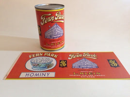 WW2 Fern Park Brand Hominy Beans Can Label