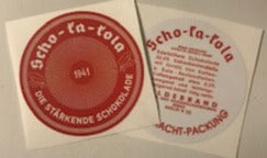 Scho Ka Kola Chocolate Tin Labels (1941, Eagle, Red Cross)