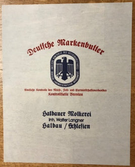 WW2 German Butter Wrapper (Deutsche Markenbutter) Frontline Rations